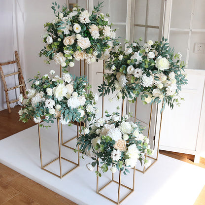 Golden Metal Rectangular Flower Stand Pedestal Rack