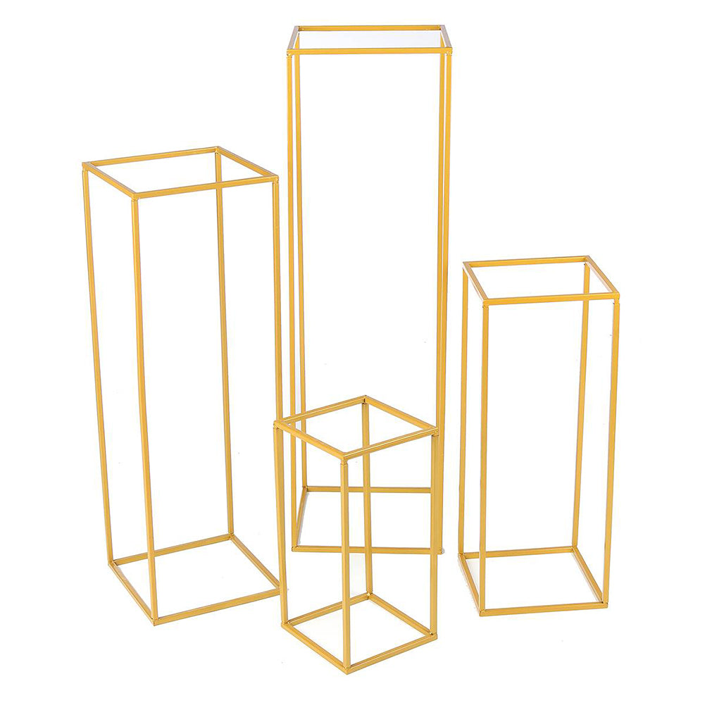Golden Metal Rectangular Flower Stand Pedestal Rack