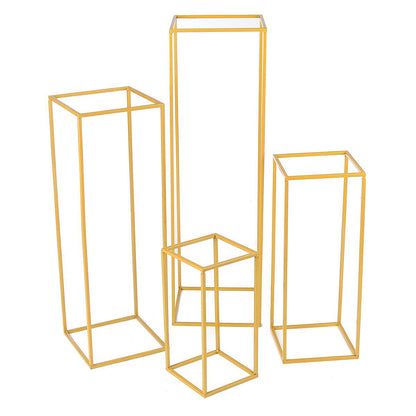 Golden Metal Rectangular Flower Stand Pedestal Rack