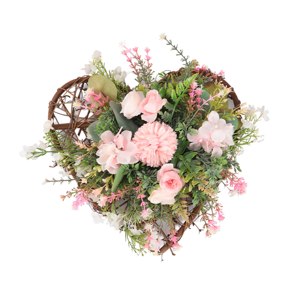 Rustic Assorted Flowers Heart-shaped Wreath Wedding Decoration