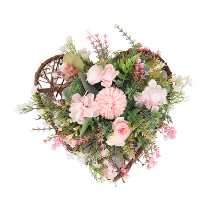Rustic Assorted Flowers Heart-shaped Wreath Wedding Decoration