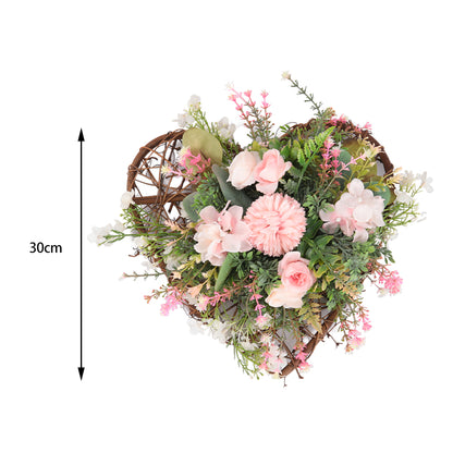 Rustic Assorted Flowers Heart-shaped Wreath Wedding Decoration