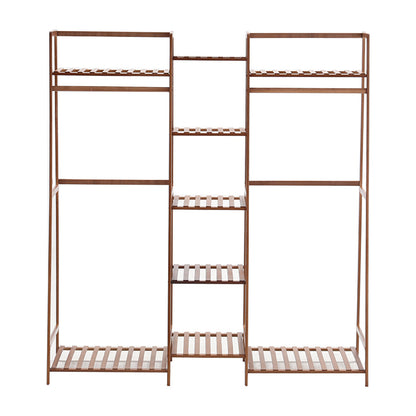 Bamboo Trapezoid Clothing Rack with 5-Tier Storage Shelves