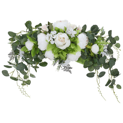 Artificial Floral Swag Peony Flower Wreath for Front Door Wedding Decor