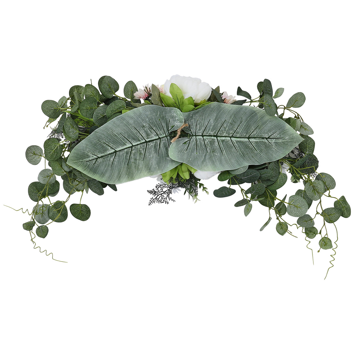 Artificial Floral Swag Peony Flower Wreath for Front Door Wedding Decor