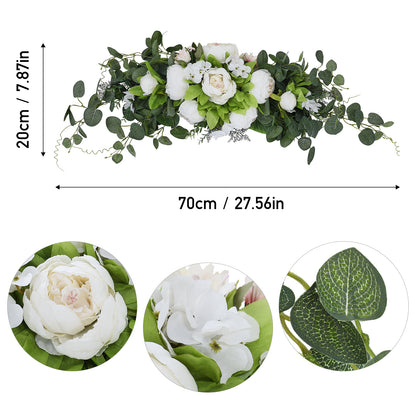 Artificial Floral Swag Peony Flower Wreath for Front Door Wedding Decor