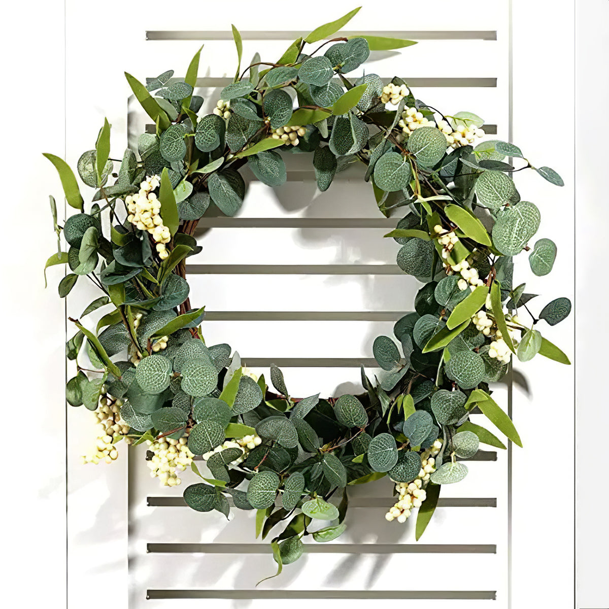 55CM Artificial Topiary Wreath Eucalyptus Leaf Door Hanging