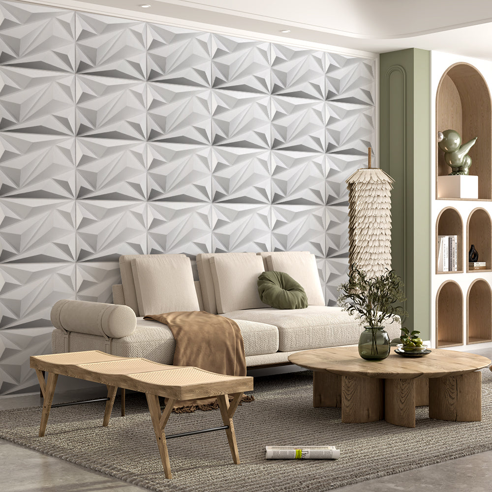 12 Pack Decorative 3D Wall Panels White Diamond Design PVC