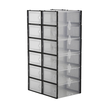 12x Stackable Shoe Storage Box Organiser