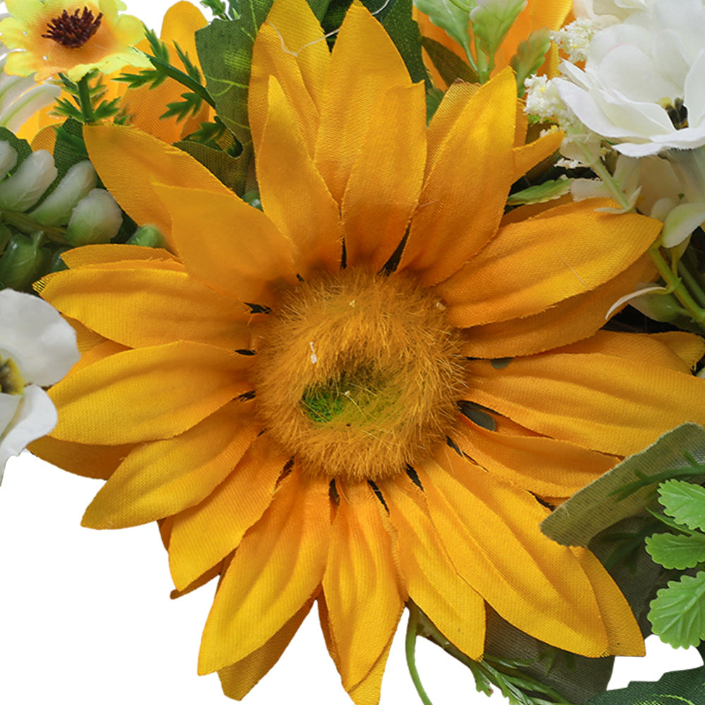 Artificial Sunflower Wreath Round Hanging Decoration