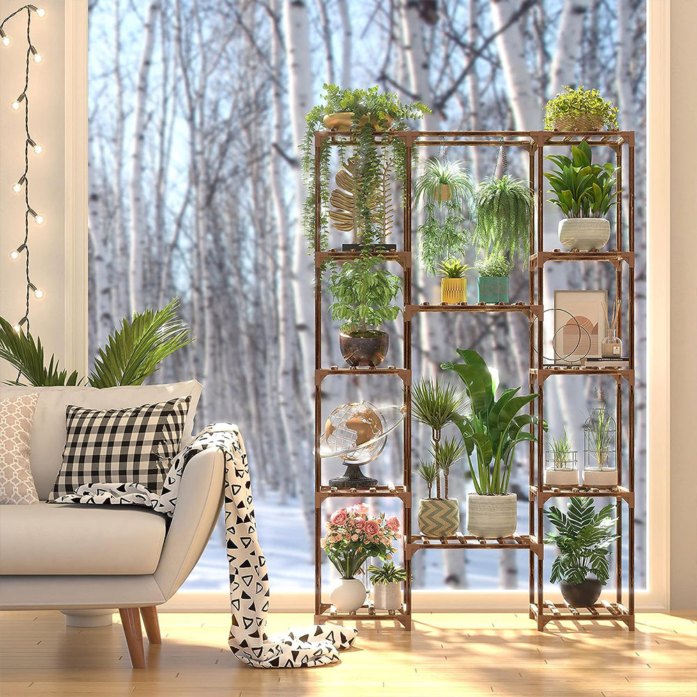 Multi-tier Wood Plant Stand Flower Display Shelf