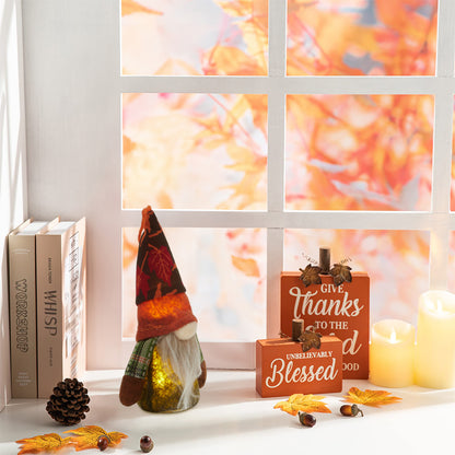 Light Up Harvest Gnome Plushie for Autumn Thanksgiving Decor