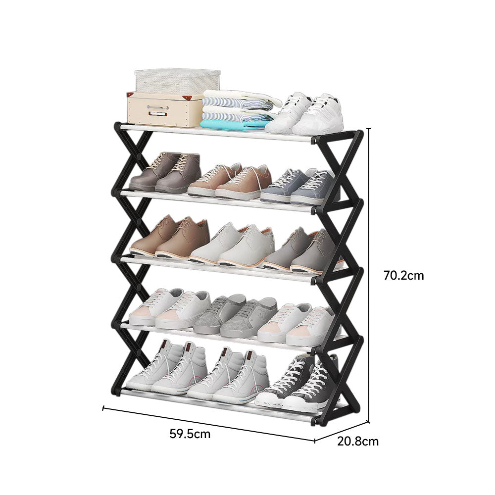 Foldable Multi-Tier Metal Shoe Rack