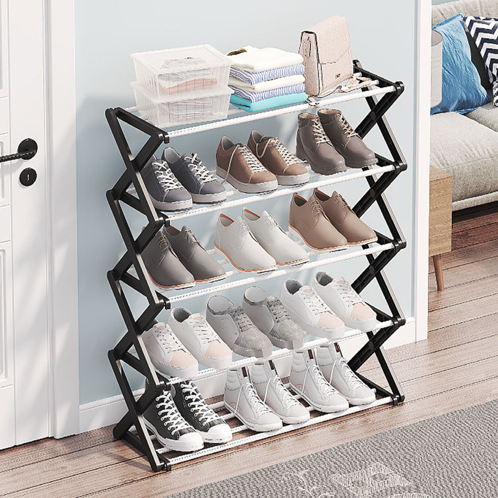 Foldable Multi-Tier Metal Shoe Rack