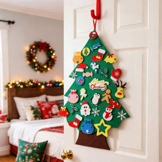 DIY Felt Christmas Tree with Detachable Ornaments Hanging Decor for Kids