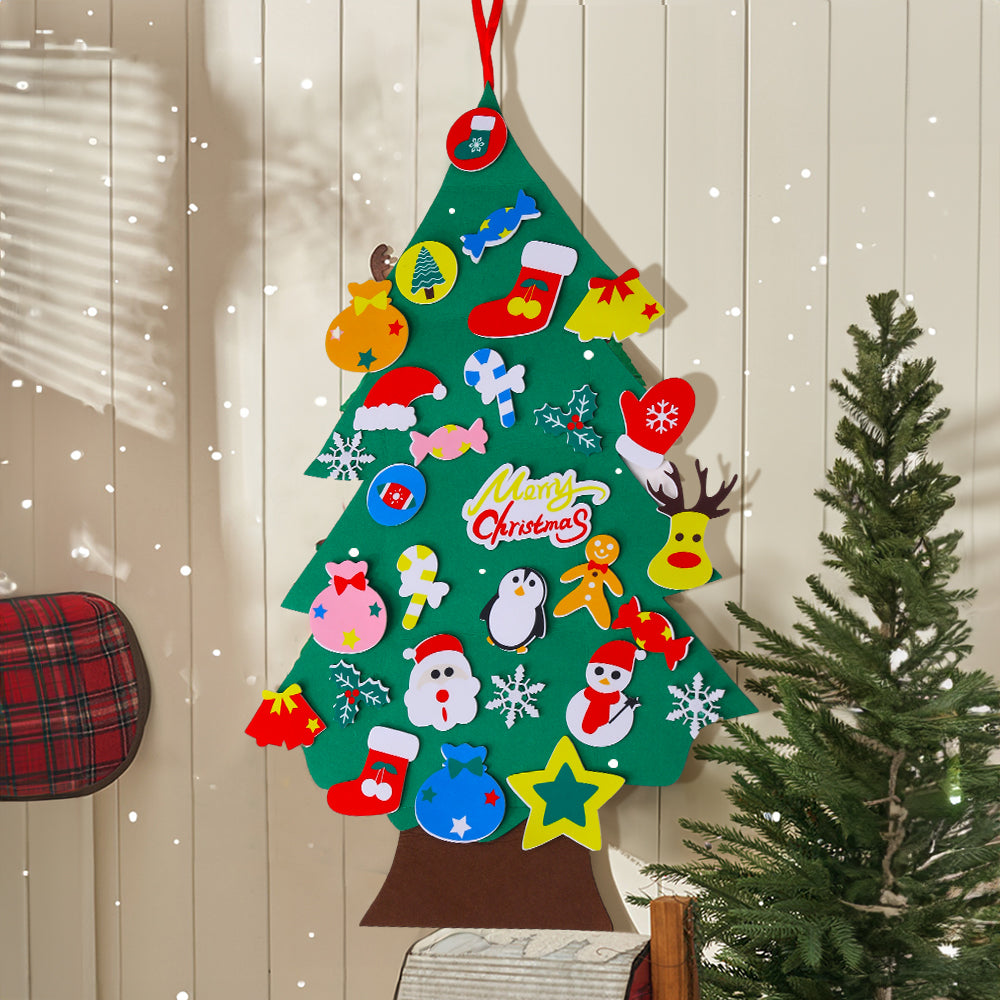 DIY Felt Christmas Tree with Detachable Ornaments Hanging Decor for Kids