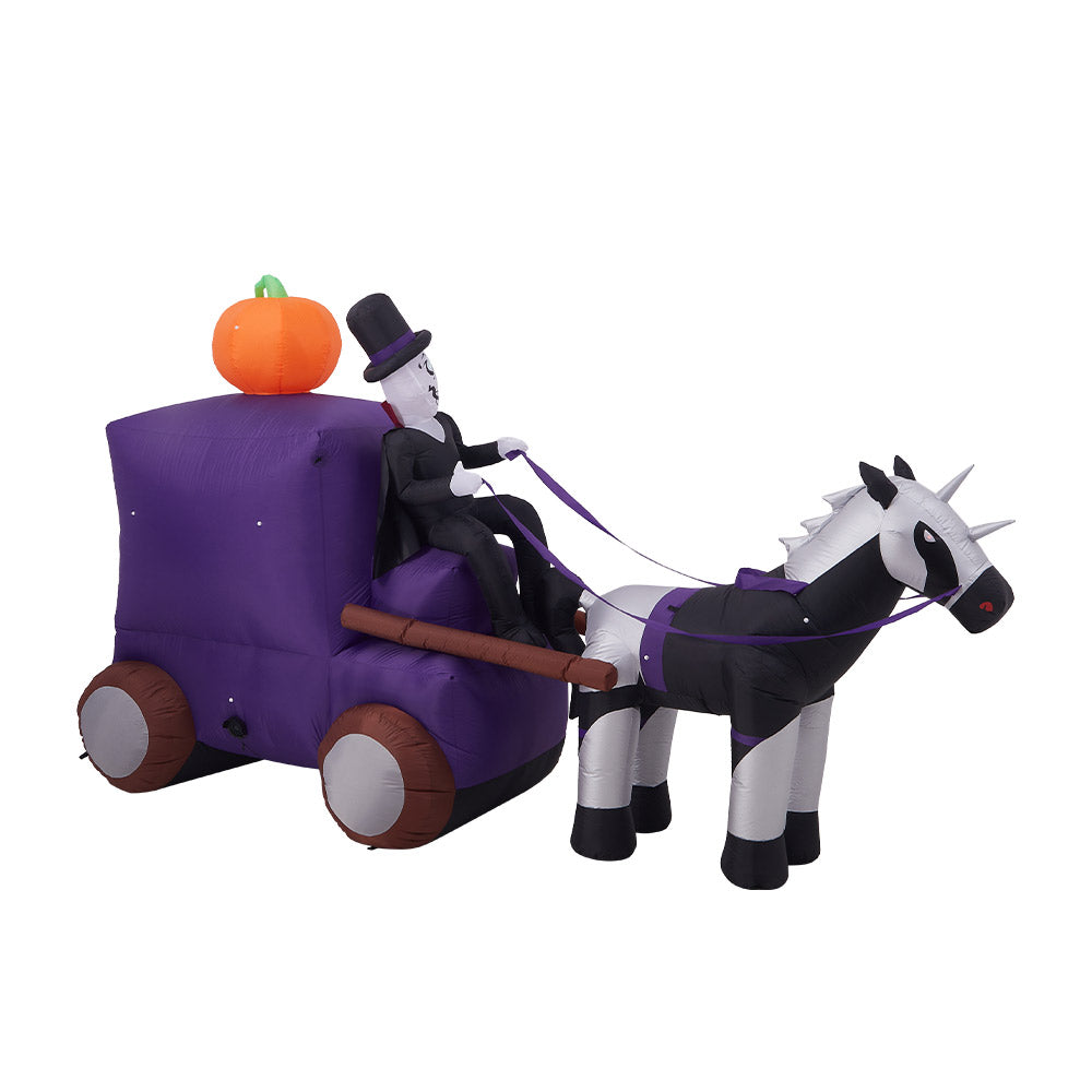 6ft Halloween Grim Reaper Carriage Inflatable with Build-In LED