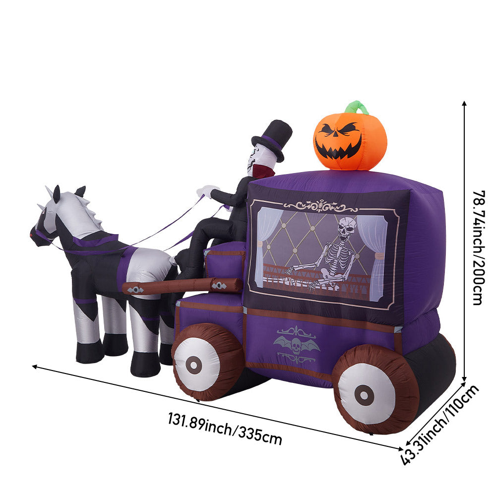 6ft Halloween Grim Reaper Carriage Inflatable with Build-In LED