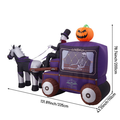 6ft Halloween Grim Reaper Carriage Inflatable with Build-In LED