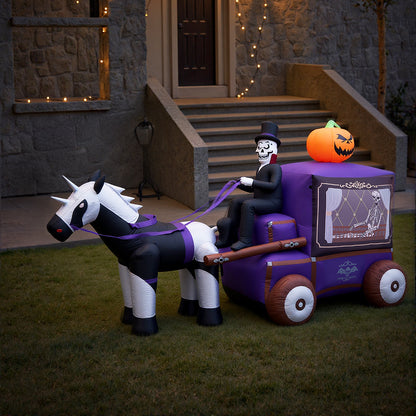 6ft Halloween Grim Reaper Carriage Inflatable with Build-In LED