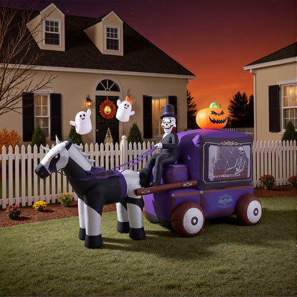 6ft Halloween Grim Reaper Carriage Inflatable with Build-In LED