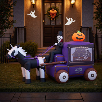 6ft Halloween Grim Reaper Carriage Inflatable with Build-In LED
