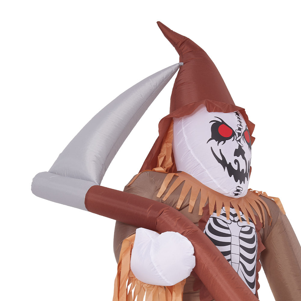 10ft Halloween Lighted Scarecrow Grim Reaper Inflatable with Scythe