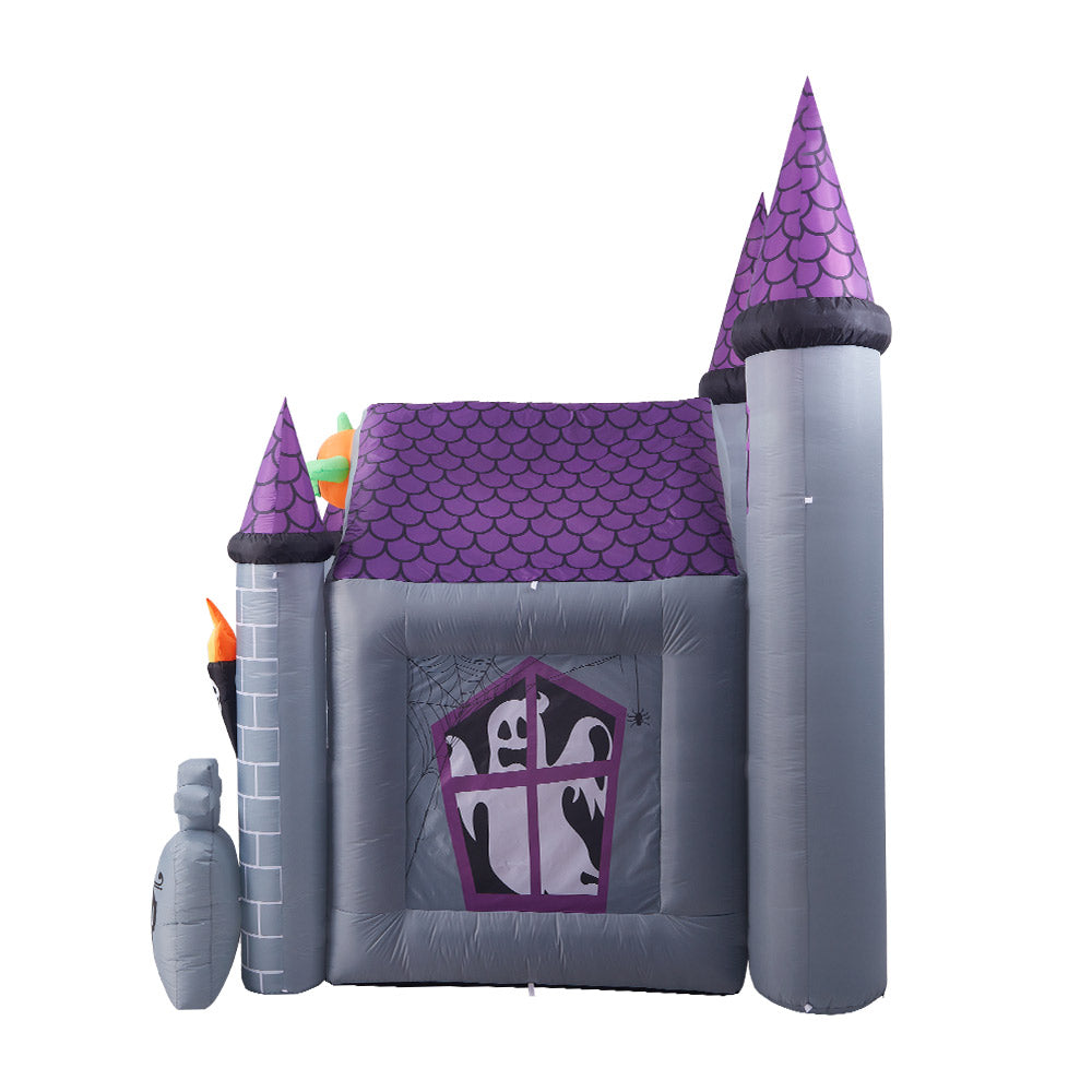 11ft Inflatable Halloween Haunted House Castle Decoration with Build-In LED