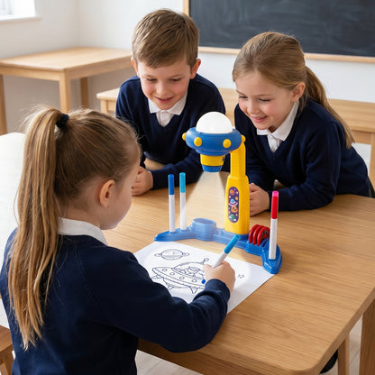 32 Patterns UFO-Themed Desktop Drawing Projector Kit for Kids