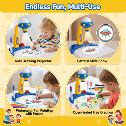 32 Patterns UFO-Themed Desktop Drawing Projector Kit for Kids