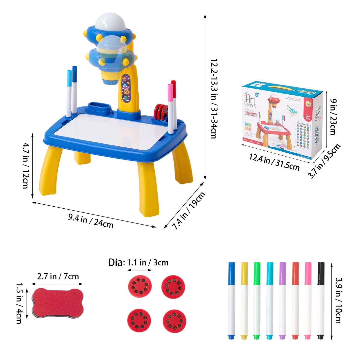 32 Patterns UFO-Themed Drawing Projector Table Set for Kids