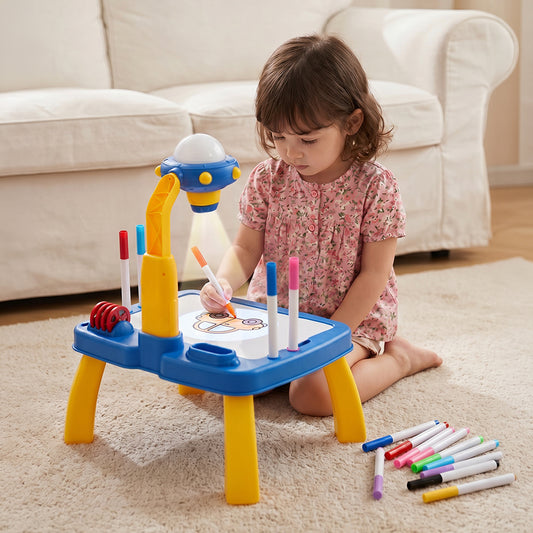 32 Patterns UFO-Themed Drawing Projector Table Set for Kids
