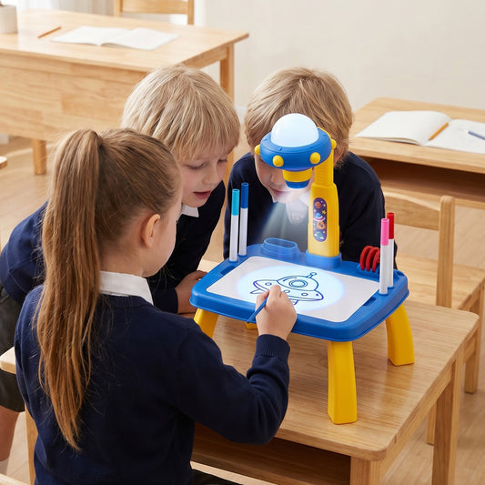 32 Patterns UFO-Themed Drawing Projector Table Set for Kids