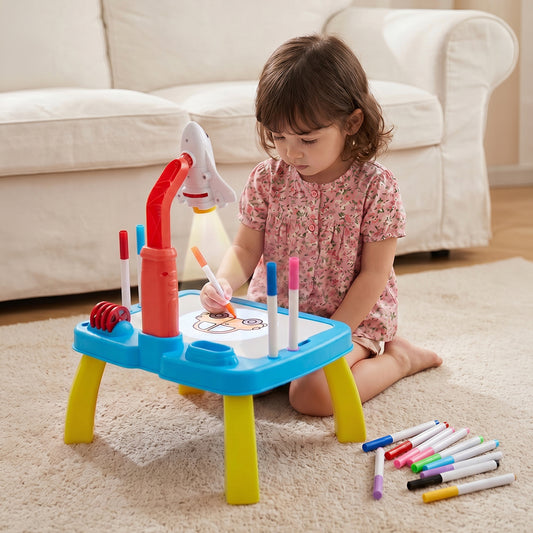 32 Patterns Rocket-Themed Drawing Projector Table Set for Kids