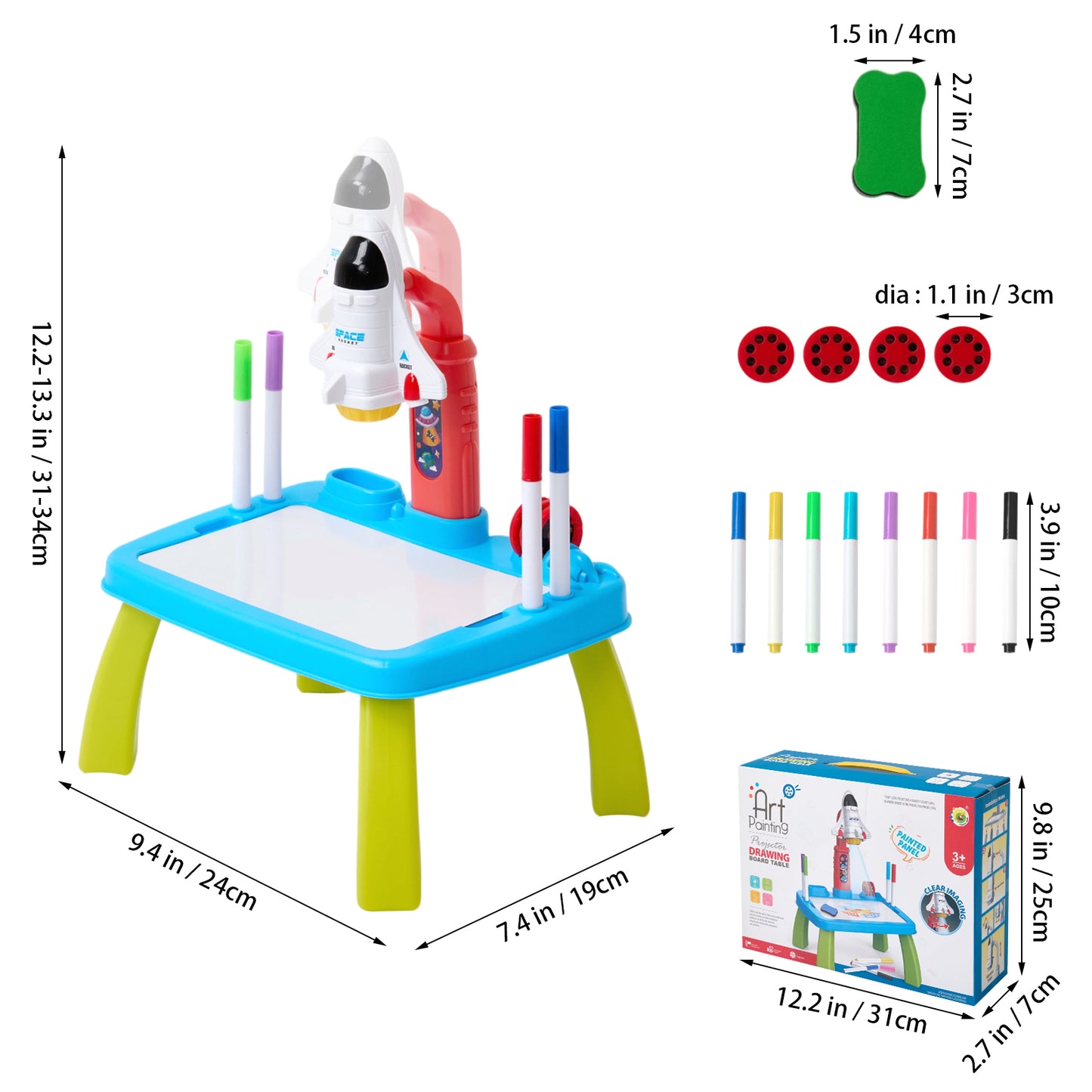 32 Patterns Rocket-Themed Drawing Projector Table Set for Kids