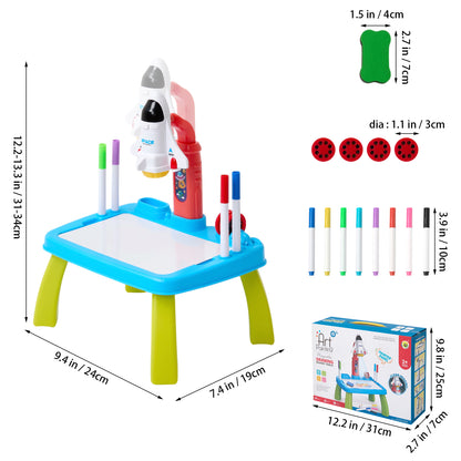 32 Patterns Rocket-Themed Drawing Projector Table Set for Kids