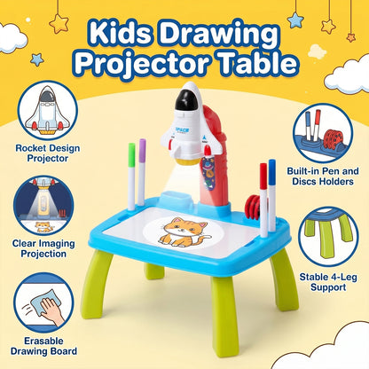 32 Patterns Rocket-Themed Drawing Projector Table Set for Kids