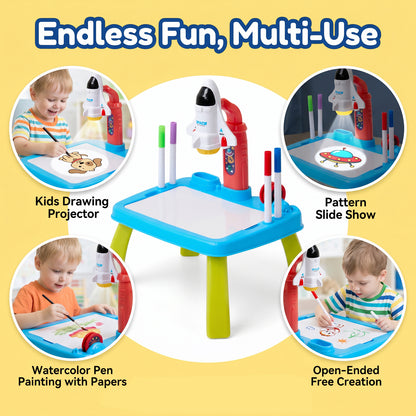 32 Patterns Rocket-Themed Drawing Projector Table Set for Kids