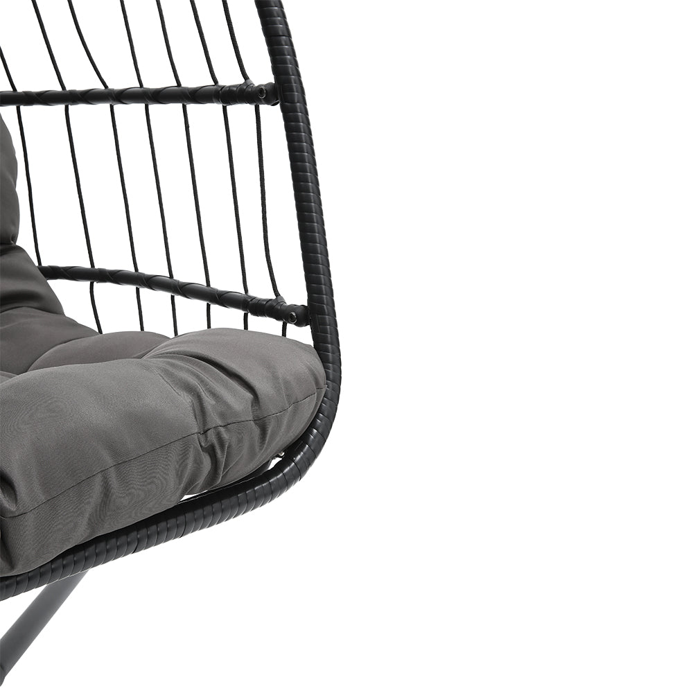 Outdoor Hanging 2-Seater Swing Egg Chair with Four-Leg Stand