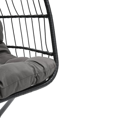 Outdoor Hanging 2-Seater Swing Egg Chair with Four-Leg Stand