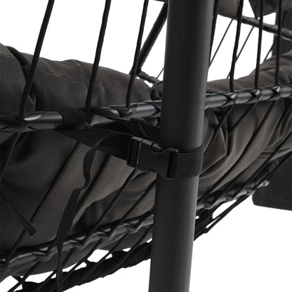Outdoor Hanging 2-Seater Swing Egg Chair with Four-Leg Stand