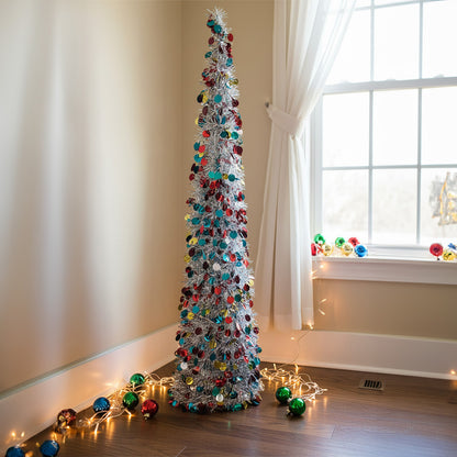 150cm Tinsel Multi Colour Christmas Tree