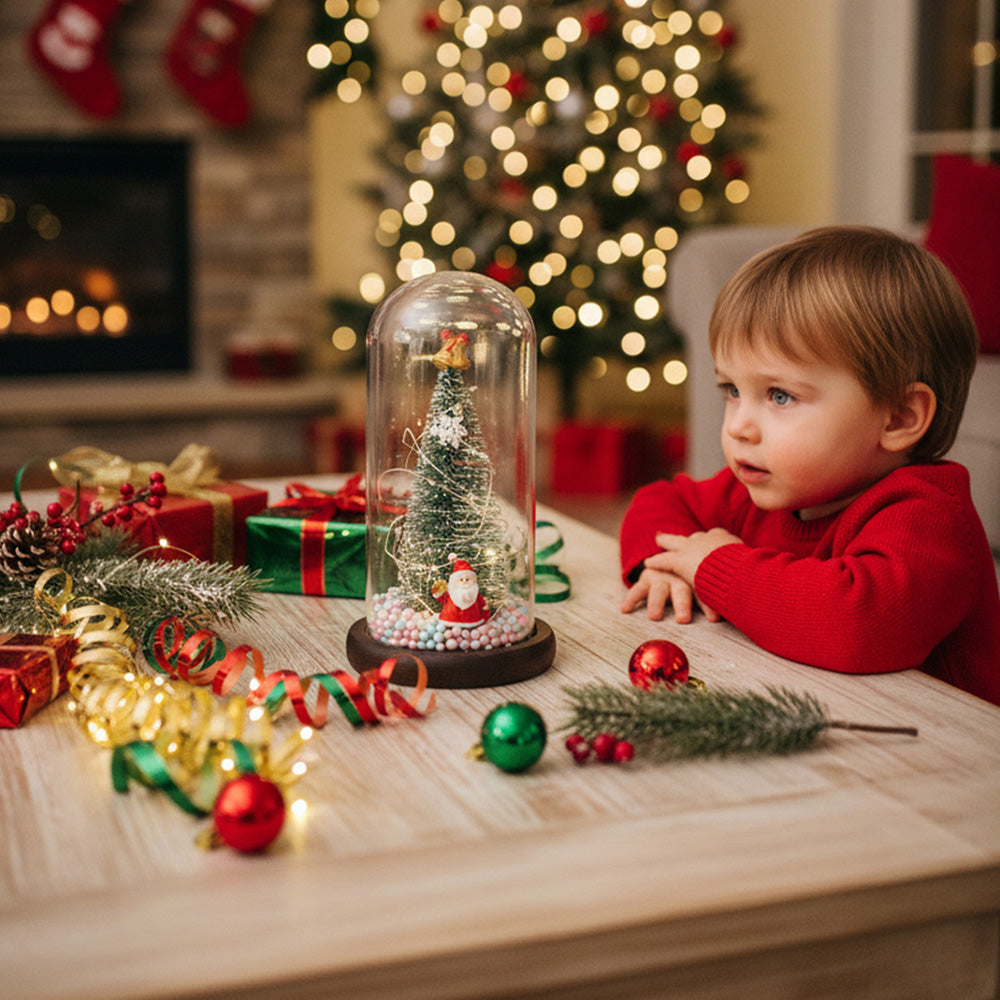 LED Glass Dome Christmas Tree Tabletop Decoration