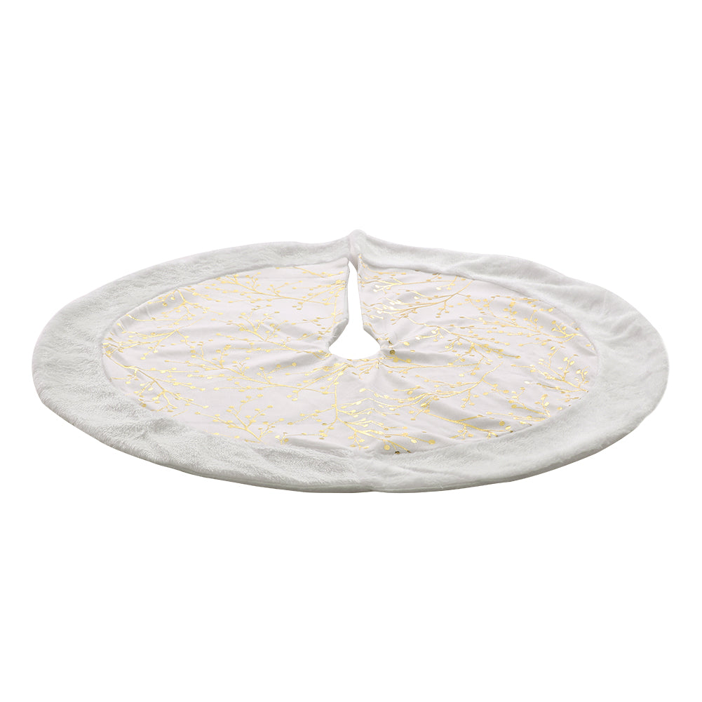Hot Stamping Golden Twig Plush Christmas Tree Skirt
