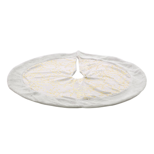 Hot Stamping Golden Twig Plush Christmas Tree Skirt