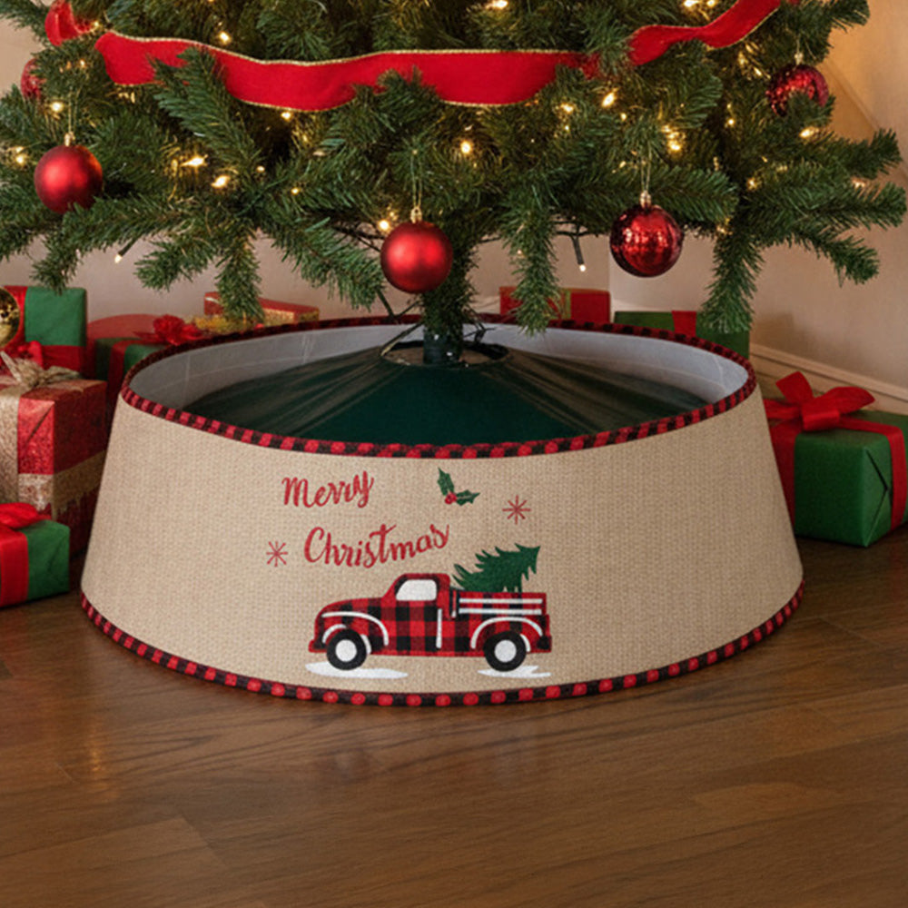 Burlap Merry Christmas Tree Skirt Collar