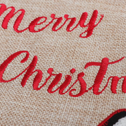 Burlap Merry Christmas Tree Skirt Collar