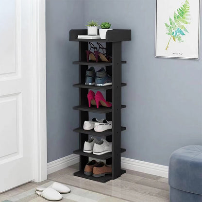 7-Tier Wooden Narrow Shoes Rack