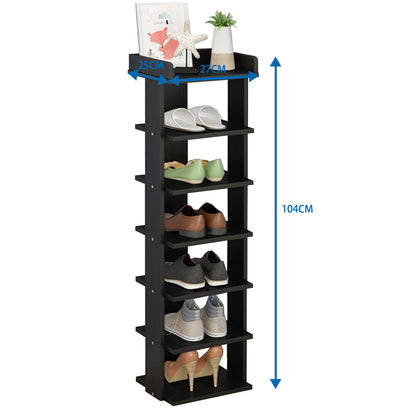 7-Tier Wooden Narrow Shoes Rack
