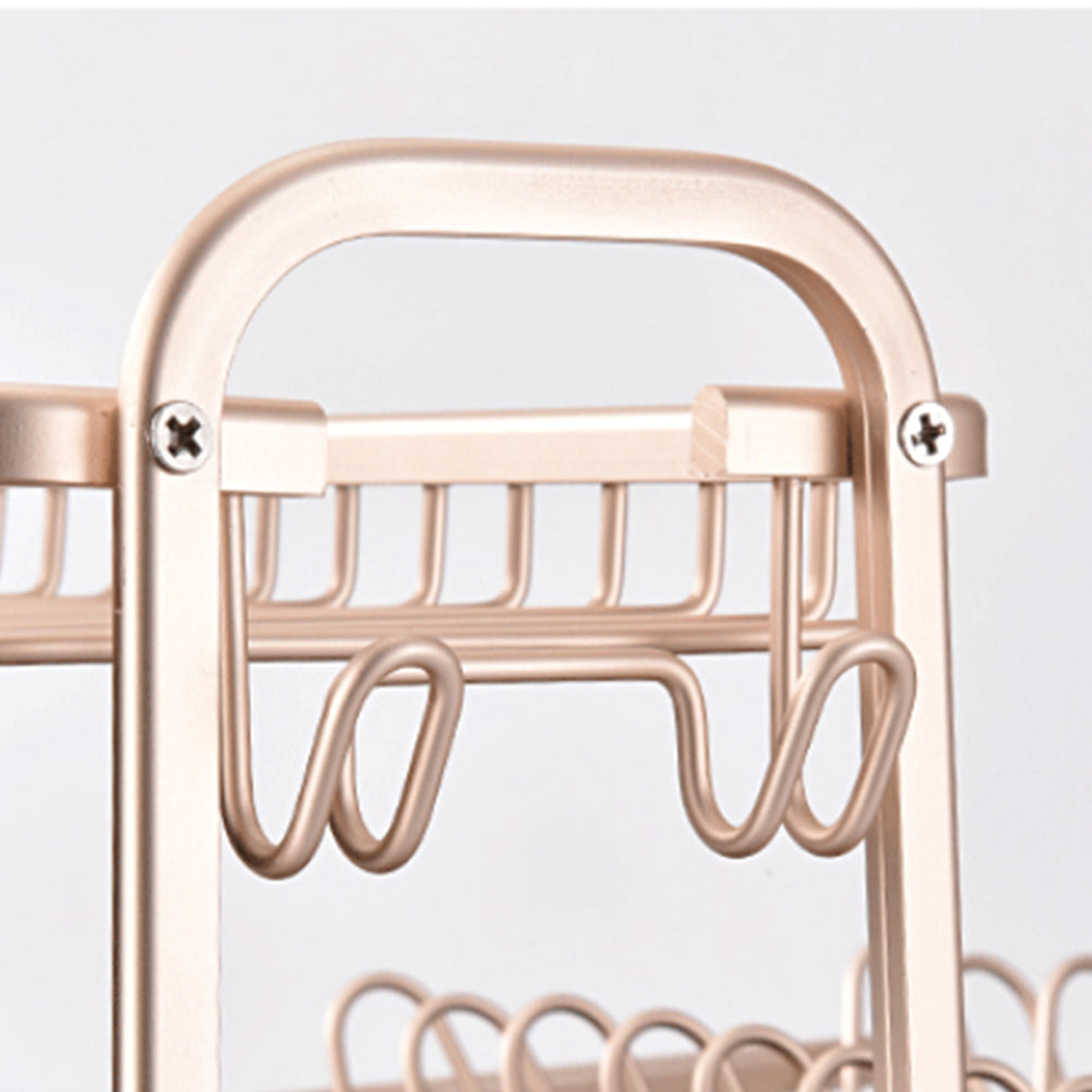 Dish Rack 2 Tiers Dish Drying Drainer with Drying Board Rose Gold